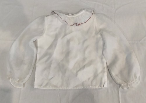 Vintage Sears Juvenile 5 (5T) Polyester White with Red Trim Blouse - Picture 2 of 5