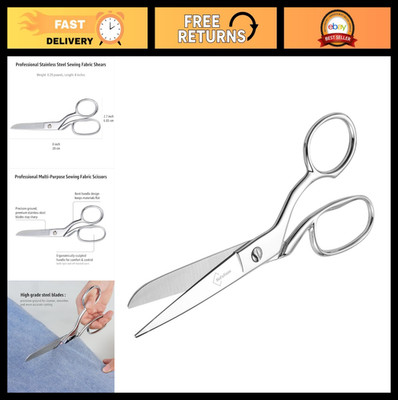 8'' Heavy Duty Stainless Steel Fabric Scissors - Precision Tailor Shears for Sewi