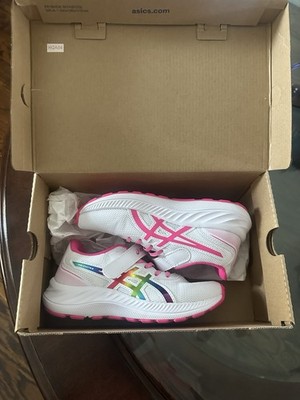 ASICS Pre Excite 9 PS Girls Running Shoes- KIDS SIZE 1.5 - White, Pink & Rainbow