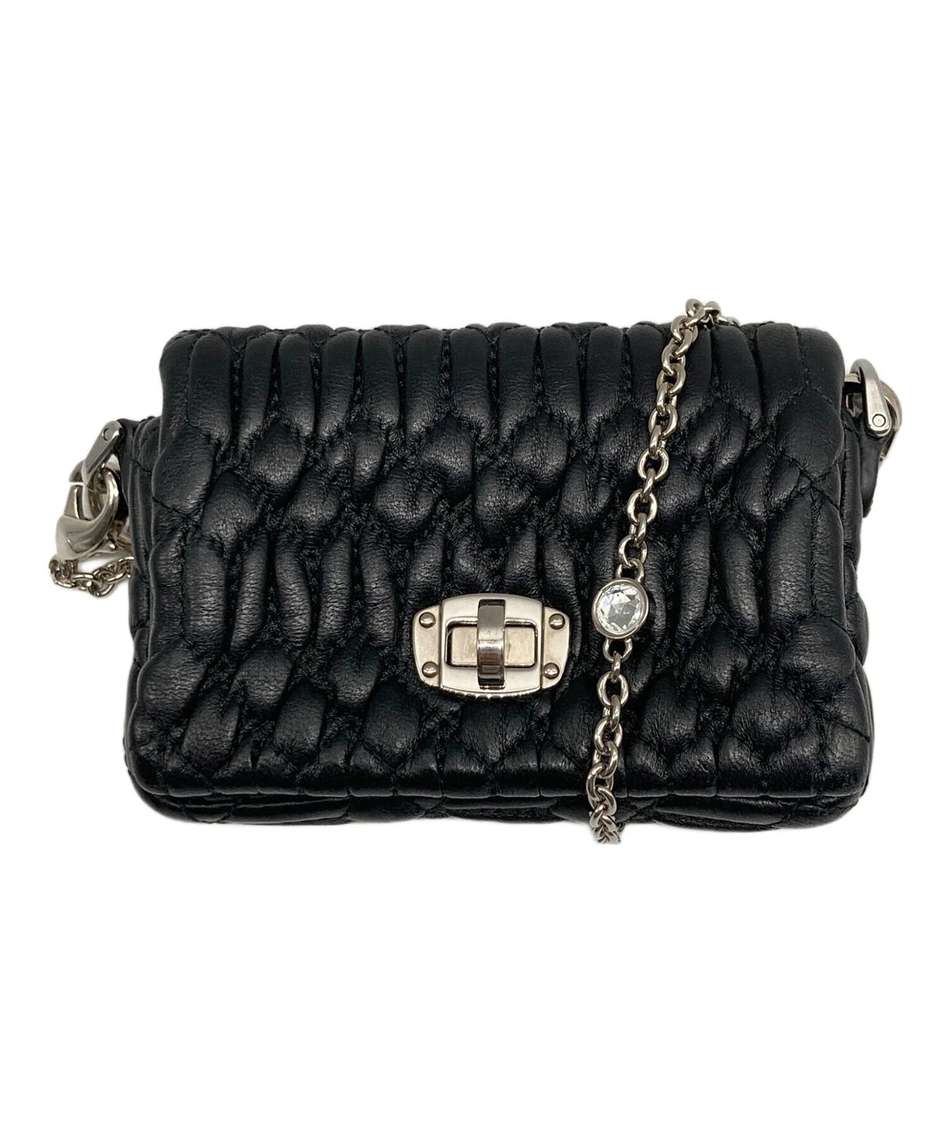 Miu Miu — MIU MIU Nappa Crystal Micro Mini Shoulder Bag Black 5TT124 Italy SR1264