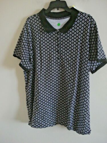 Ladies Plus Knit Polo Floral Size 3X Black New - Picture 2 of 3