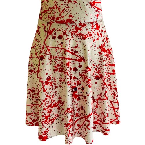 Unbranded Women’s Size S Blood Splatter Fit And Flair Mini Dress Raw Hem Stretch - Picture 4 of 9