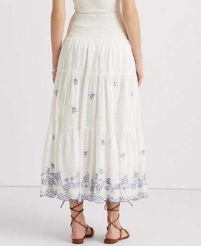 Lauren Ralph Lauren Damen Baumwolle Swiss Dot Midi Rock weißblau B4HP - Bild 65 von 83