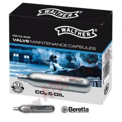 2x BOMBOLETTA LUBRIFICANTE WALTHER CO2 VALVOLA PULIZIA MANUTENZIONE PER PISTOLA