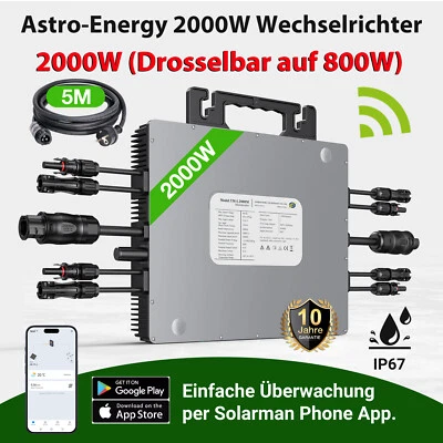 LIONSHEE Wechselrichter 2000W (Drosselbar auf 800W) | Microinverter für Balkonkraftwerk