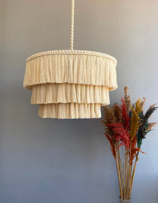 Farmhouse Dimmable Pendant Light Fixture Lagom Bohemia Tassel Pendant. 1 Light  