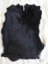 Black Genuine Rabbit Fur Skin Tanned Leather Hides Craft Gray Pelts Fashion
