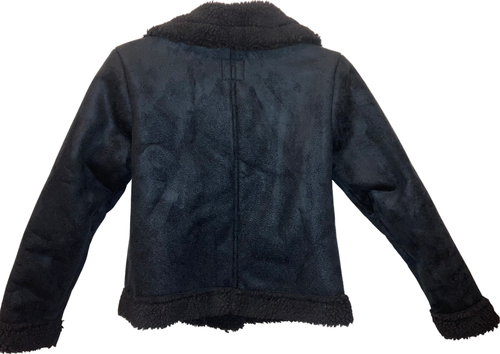 Art Class Girls Black Moto Jacket Size S (6/6X) Stylish Faux Fur Outerwear - Picture 3 of 4