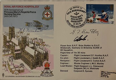 RAF Hospital Ely, seltenes Cover signiert Turnbull / Bowles, signiert