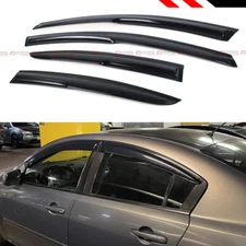 For 2004-2009 Mazda 3 JDM 3D Mugen Wavy Window Visors Sun Rain Guards Deflector