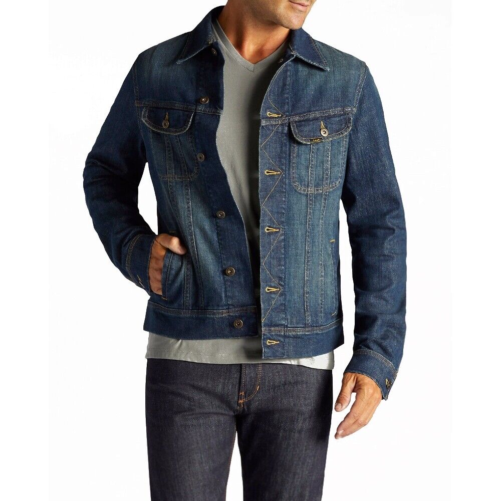 NWT Lee Men's Riders Trucker Denim Jacket Regular Fit Dark NWT Lee Men's Riders Trucker Denim Jacket Regular Fit Dark
