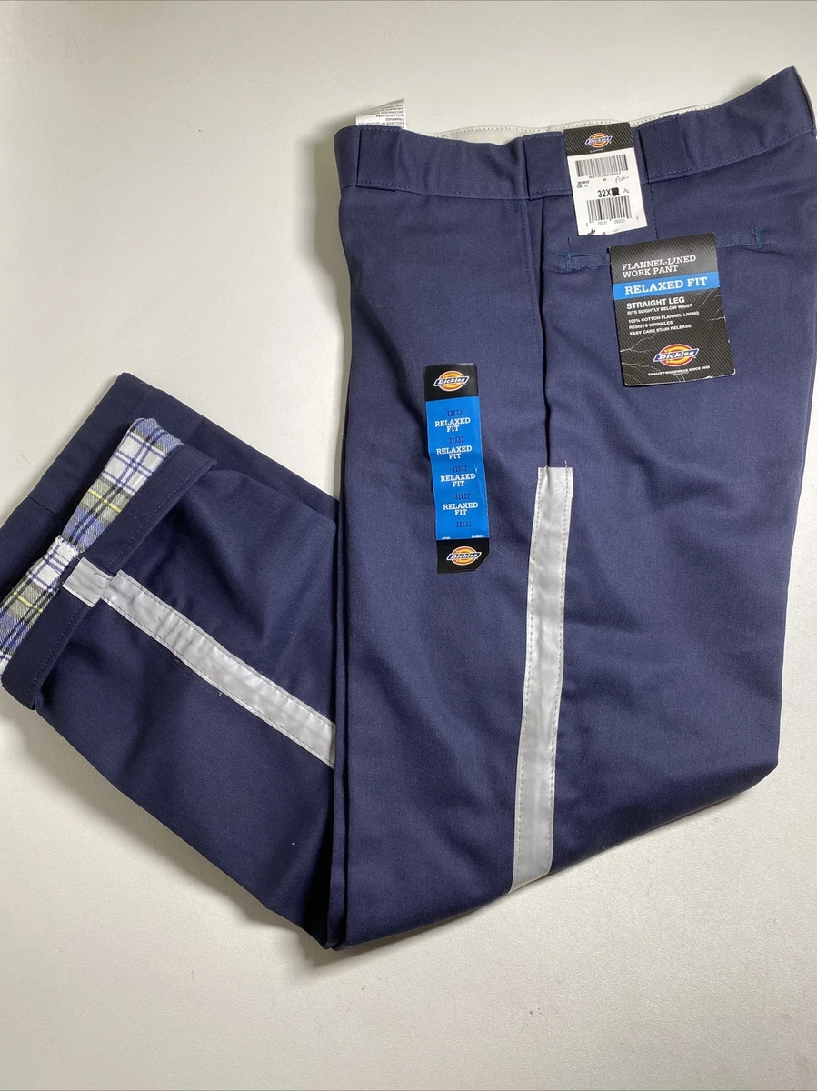 Dickies Flannel Lined Work Pants Safety Stripe 32x30 NWT Blue