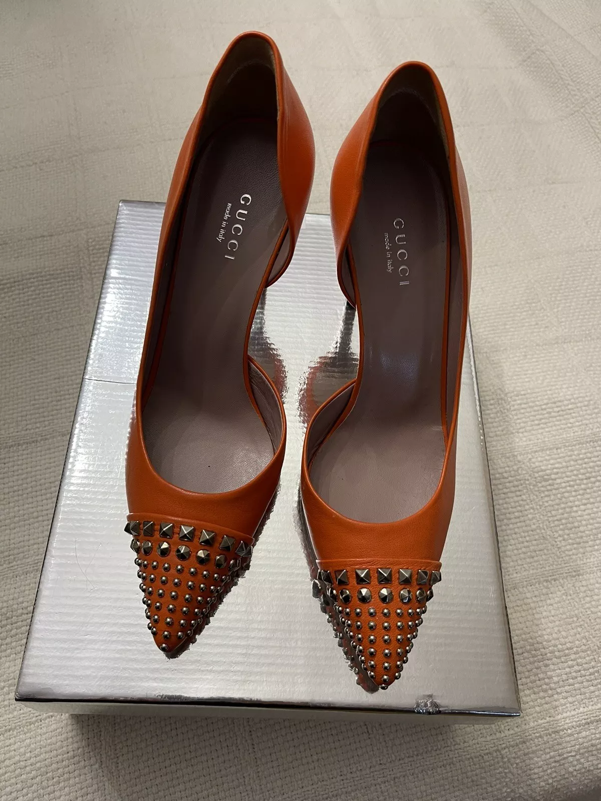 NOUVELLES CHAUSSURES GUCCI AUTHENTIQUE TALON ORANGE TAILLE 6,5 ITALIE
