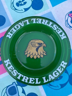 Kestrel Lager Green Round Ashtray 6 1/2'' (Ships from USA)