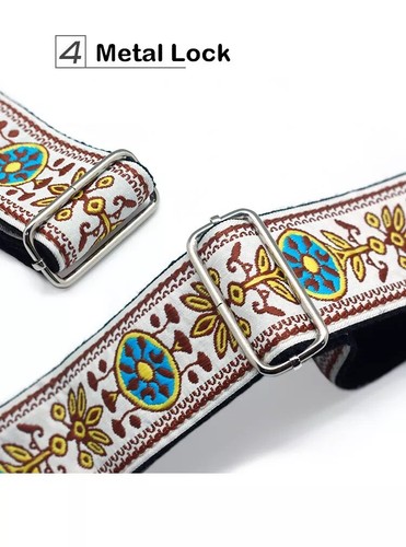 Embroidery Bohemian Cotton Electric Acoustic Guitar Belt Adjustable Soft Strap - Picture 8 of 99