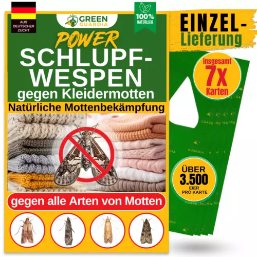 Schlupfwespen gegen Kleidermotten 7Karten x 1 Lieferung,GREEN GUARDIA,Biologisch