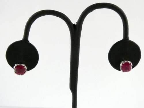 MC Sterling Silver Ruby Stud Earrings 925 2.1g 8.52mm Thickness