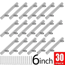 30Pack Brushed Nickel Kitchen Cabinet Pulls Stainless Steel Drawer T Bar Handle