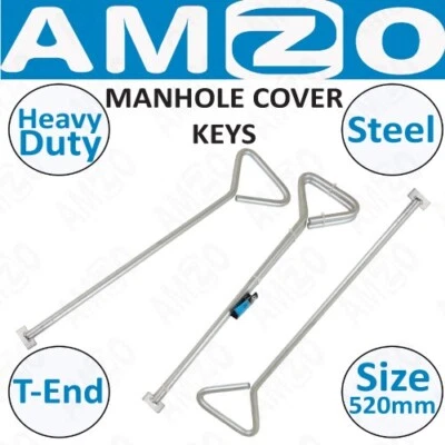 US. PRO US PRO Tools 520MM 20" T-End Manhole Cover Keys, 2 Pack Steel Drain Lifter 2303