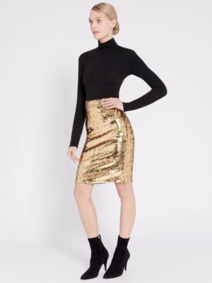 Alice + Olivia Gold Sequin Ramos Fitted Pencil Skit Size US 2 $295