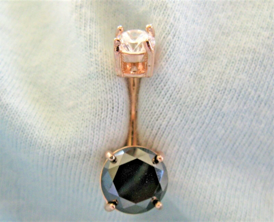 ANILLO PARA EL VIENTRE DE DIAMANTES NEGROS 100 % REALES ORO ROSA 3,50 ctw, certificado, probador de diapositivas gratis Foto 4 de 4