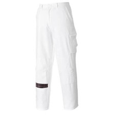 Image of PORTWEST White Painters Trousers Multi-Pocket 100% Cotton Workwear Pants S817