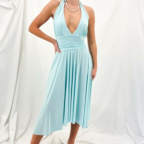 Y2k Vintage Light Blue V-Neck Halter 