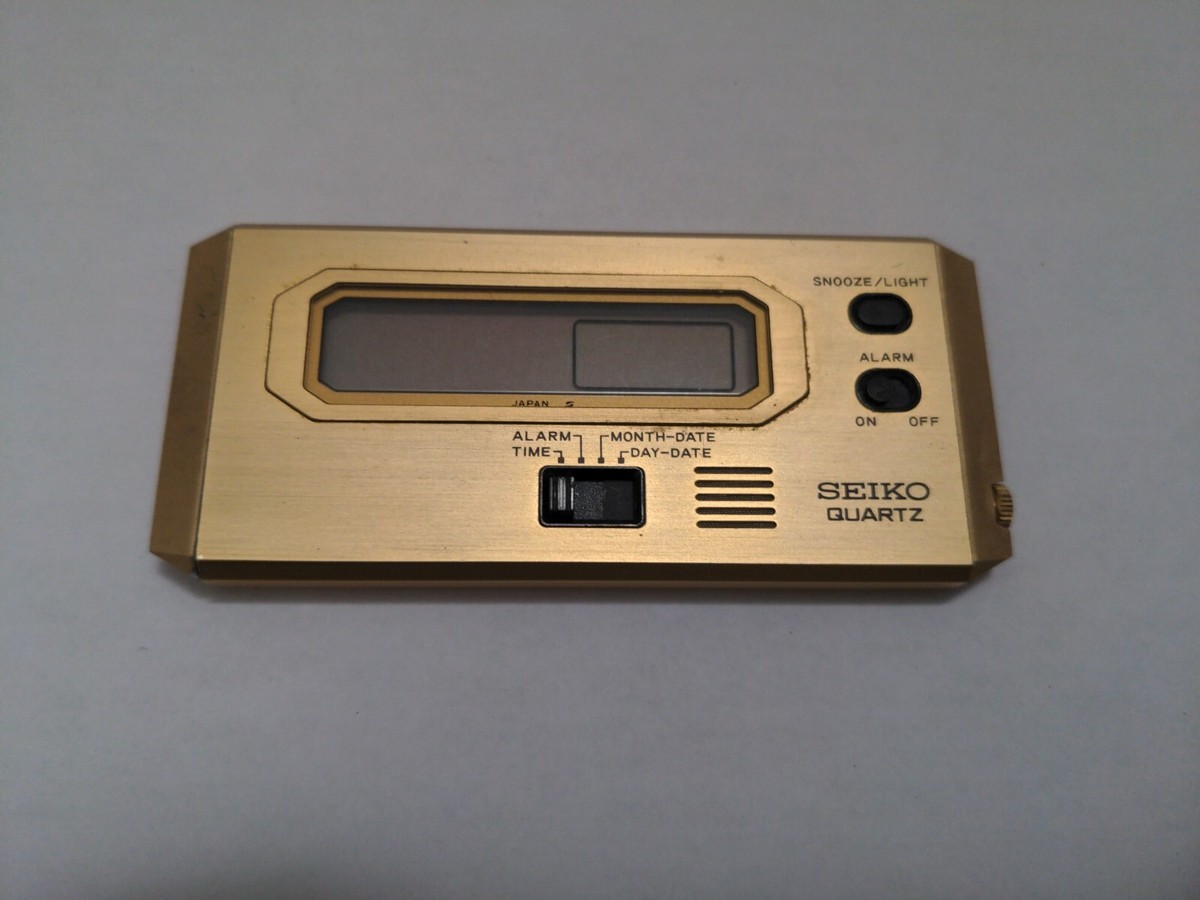 Vintage SEIKO Quartz Alarm 7431-001G Metal Travel Japan Parts