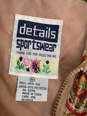 VTG 80s Details Sportswear Sz M Women's Jacket Silk Floral