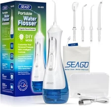 Water Dental Flosser Oral Irrigator with 3 Modes，Cordless Water Teeth Cleaner wi