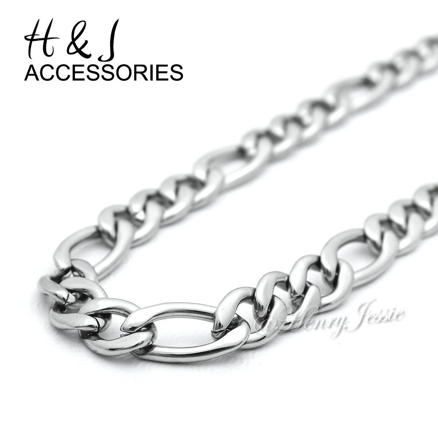 Stainless Steel Figaro Chain With Cross Pendant - 4mm Silver Necklace For Men