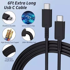 6FT 2M Cable Type-C To Type-C Fast Charging Data Cord for Samsung Galaxy S22 S23