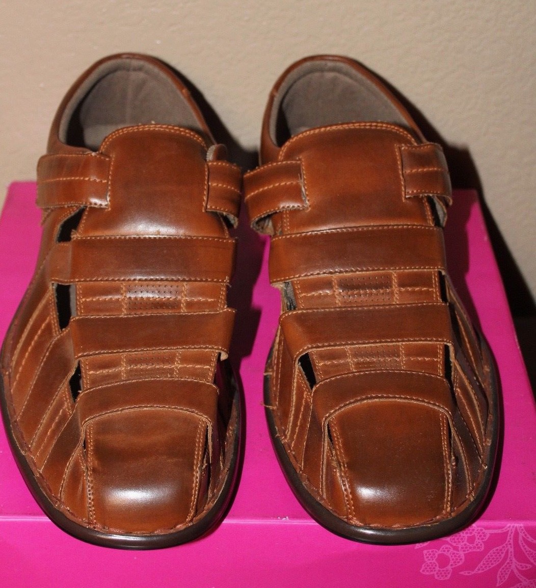 Stacy Adams Mens Brighton BROWN Closed Toe Fisherman Casual  display picture 1