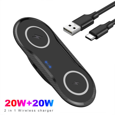 Dual 20W Wireless Charger Pad Charging Mat For iPhone 14 13 12 Pro Samsung S22+