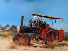 Harold Lloyd Lyon (1930-2020) Original Oil Painting Western Farm Steam Tractor
