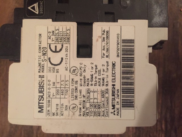 Mitsubishi S N20 Sn20 Magnetic Contactor C For Sale Online Ebay