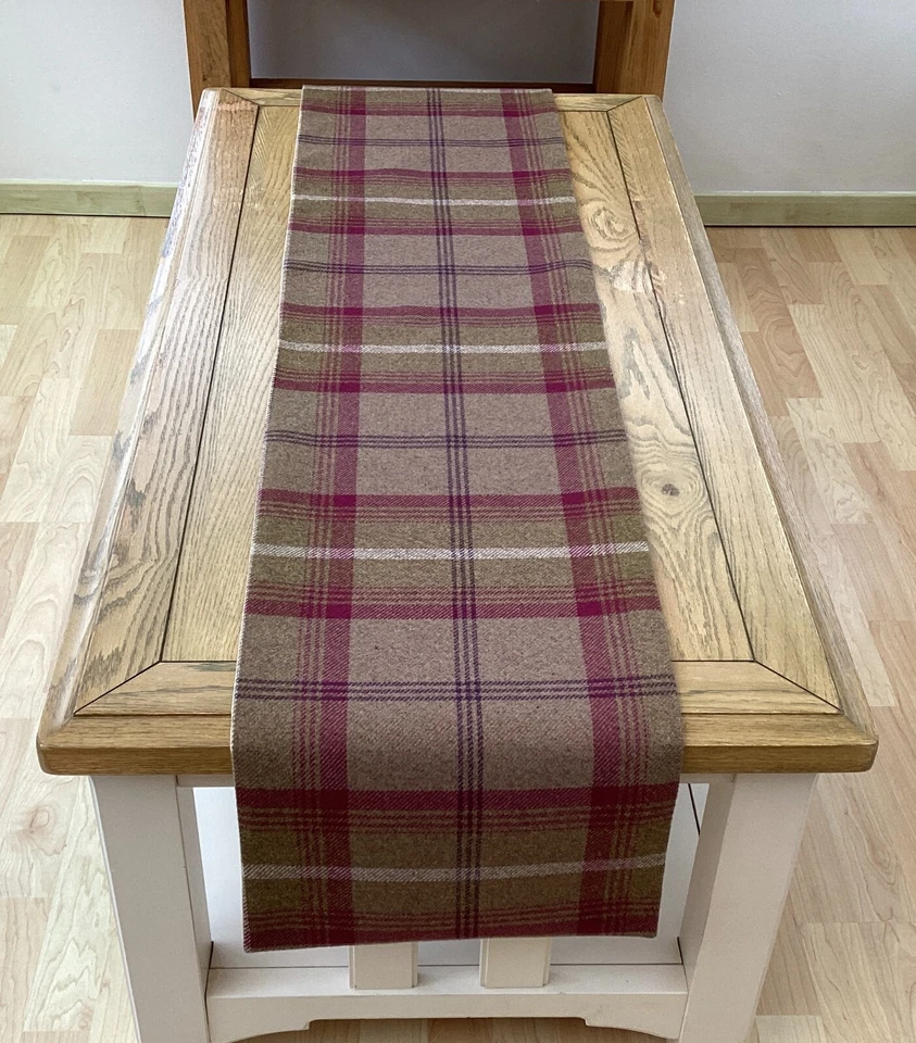 Skye heather Tartan Tweed Faux Wool lined table/Bed wedding runner made UK - Image 2 of 3