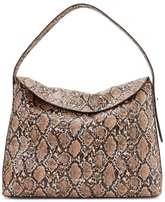 $198. Dkny Tania Hobo Large Shoulder Bag Python Silver