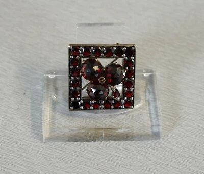 broche grenat exclusive tombak grenat bohème trèfle bijou ancien vers 1900 RARE - Photo 1/4