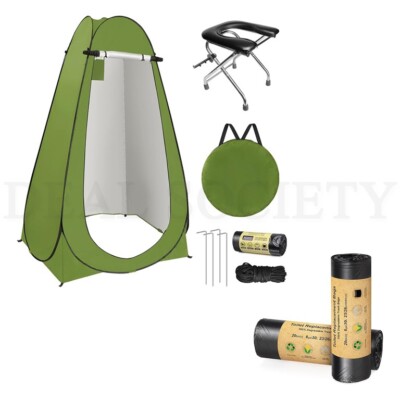 BLIKA Portable Pop Up Toilet Kit for Adults and 40 Count Bags and Toilet Seat