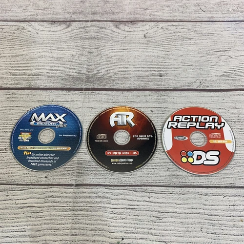 lot 3 Action Replay AR PC Data Disc For Game Boy Advance gba / DS PS2 Untested*
