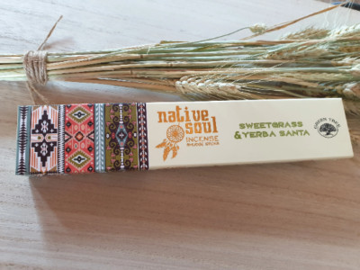   Räucherstäbchen Green Tree Native Soul SWEETGRASS & YERBA SANTA NEU  
