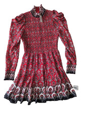 ALICE OLIVIA 6 Elvira Smocked Mini Dress Allure Medallion NWT MSRP 550