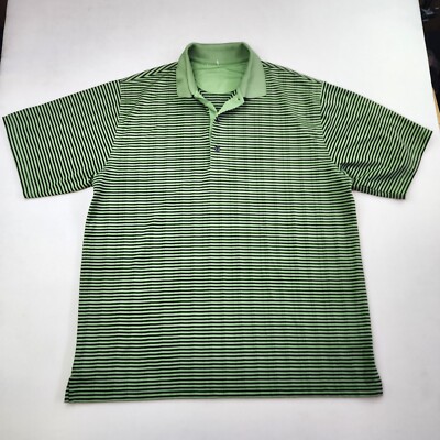 Reebok Polo Shirt Men L Green Golf Dad Active 100% Microfiber