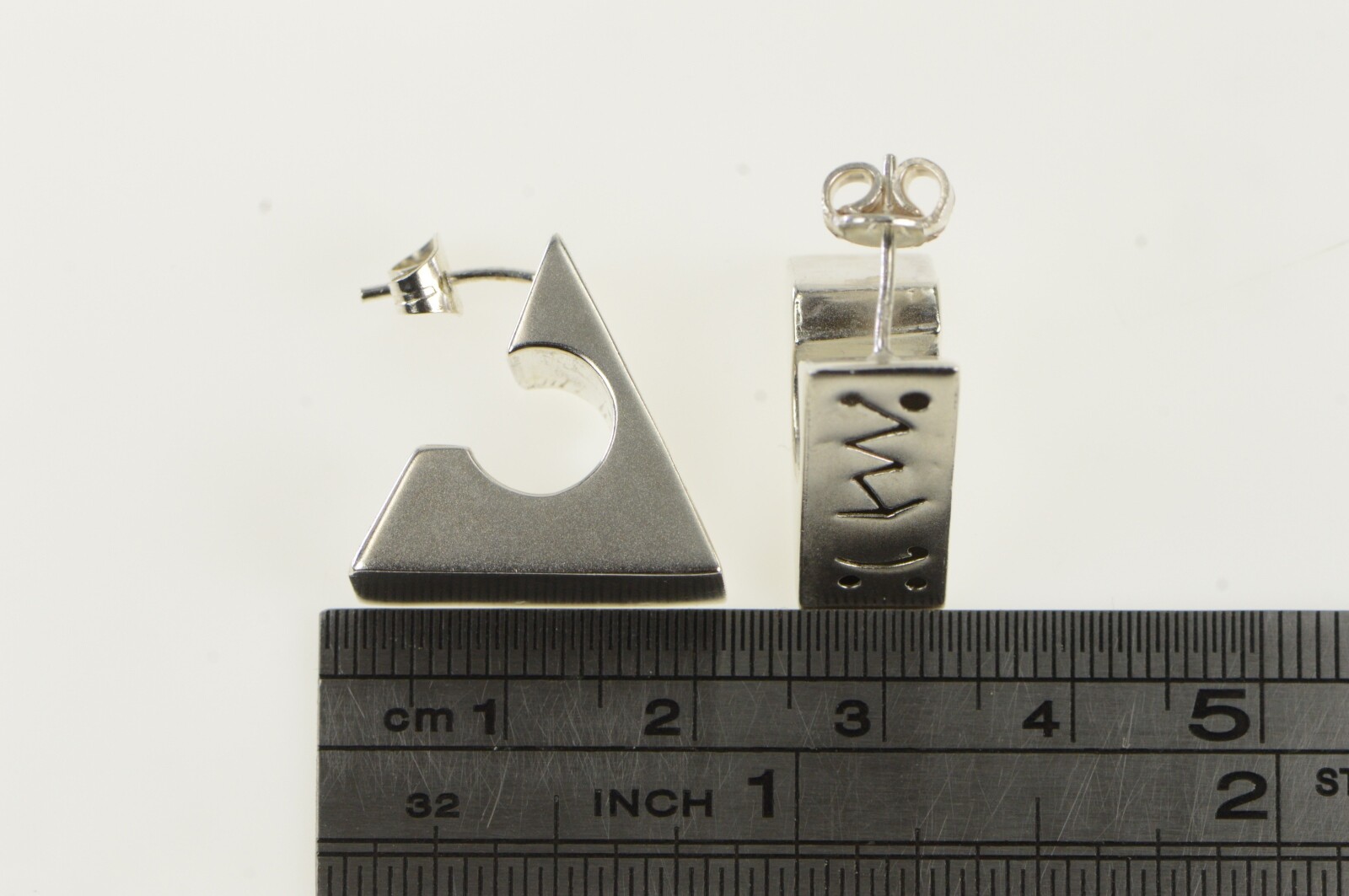 Sterling Silver Squared Geometric Pattern Triangl… - image 4