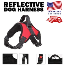 Reflective Dog Harness Collar Soft Vest Adjustable Padded No Pull Leash Padded