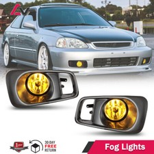 For 1999-2000 Honda Civic Fog Lights Yellow Glass Lens Replacement Lamp Wwiring For 1999-2000 Honda Civic Fog Lights Yellow Glass Lens Replacement Lamp Wwiring