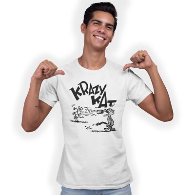 T-Shirt Krazy Kat und Ignatz handbedruckt Spaß Geburtstag Geschenk
