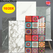 3D Marble Tiles Wall Sticker PVC Self-Adhesive Stick On Kitchen Bathroom Decor