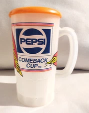 Vtg Dunkin Donuts Pepsi Comeback Cup Mug w/ Lid & Santa Cruz Skateboard Stickers